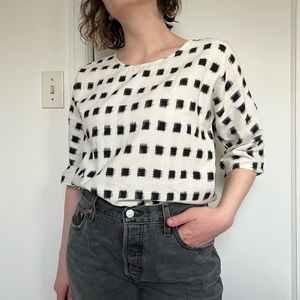 Cream ikat linen cotton top Love to Love You - S